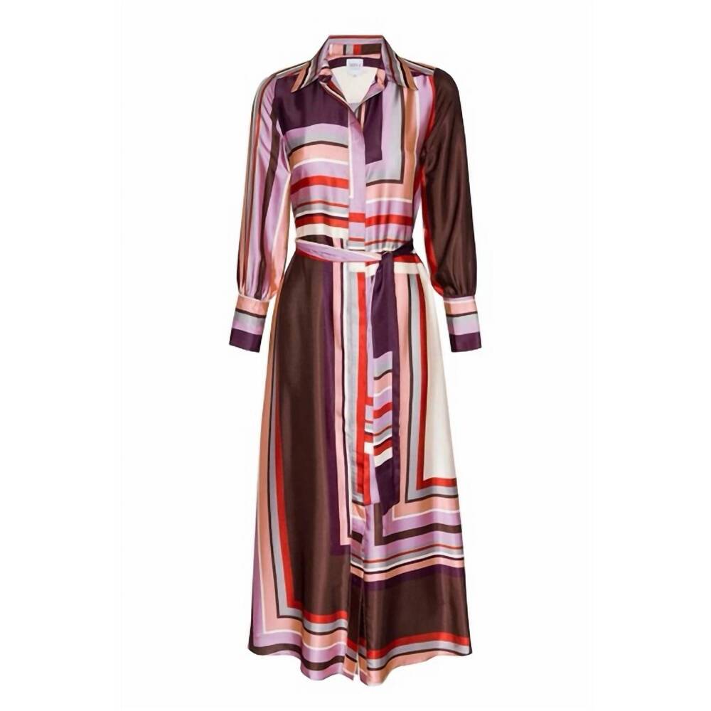 NEW MISA LOS ANGELES herminia midi dress in chocolate geo stripe - Picture 8 of 8